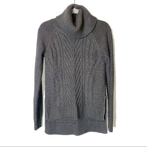 ELLE Gray Chunky Cable Turtleneck Sweater XS